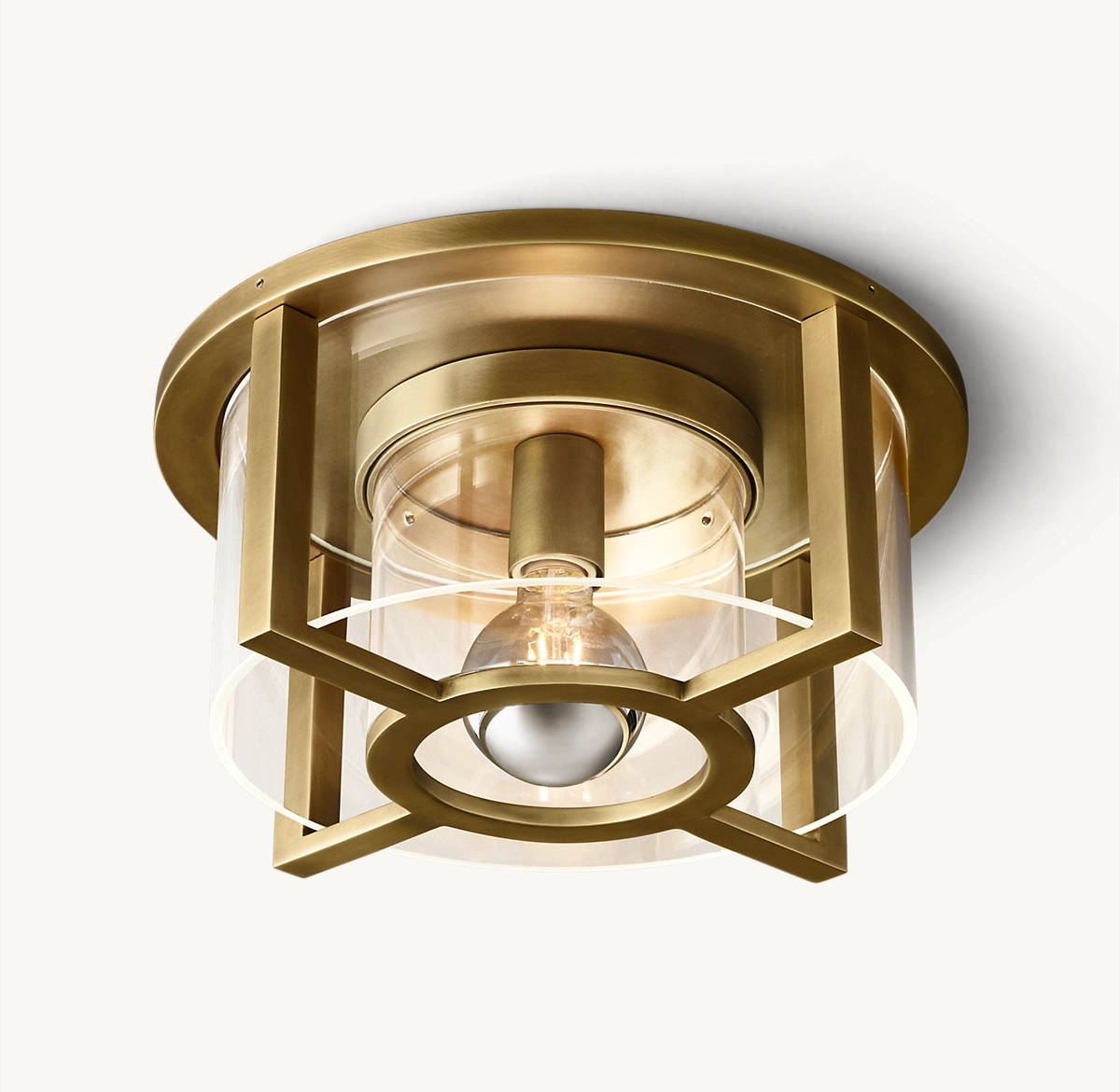 PÉTRUS ROUND FLUSHMOUNT - Lacquered Burnished Brass
