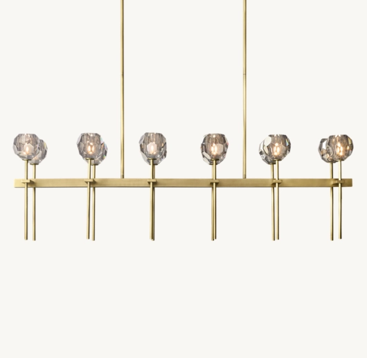 BOULE DE CRISTAL SMOKE GLASS DOUBLE LINEAR CHANDELIER 60