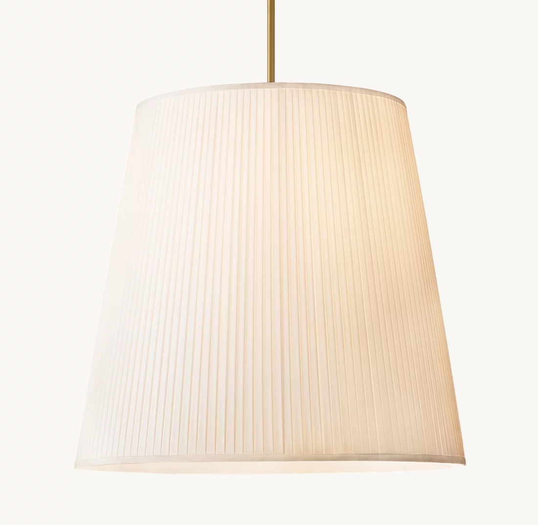 REED WHITE PLEATED BARREL PENDANT - Finish Options, Fabric Options