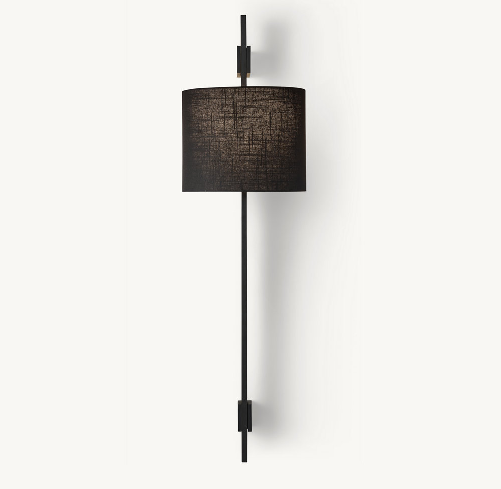 VELA RECTANGULAR BAR SCONCE - ROUND SHADE - Image 4