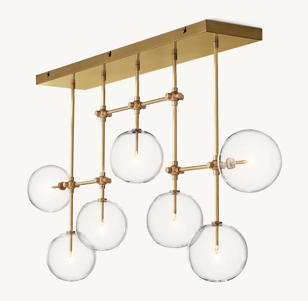 GLASS GLOBE MOBILE LINEAR CHANDELIER 60