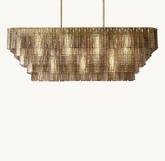 SIRENE SMOKE GLASS RECTANGULAR CHANDELIER 59