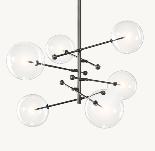 GLASS GLOBE MOBILE SIX-ARM CHANDELIER 55
