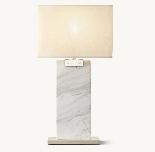RECTANGULAR COLUMN MARBLE TABLE LAMP