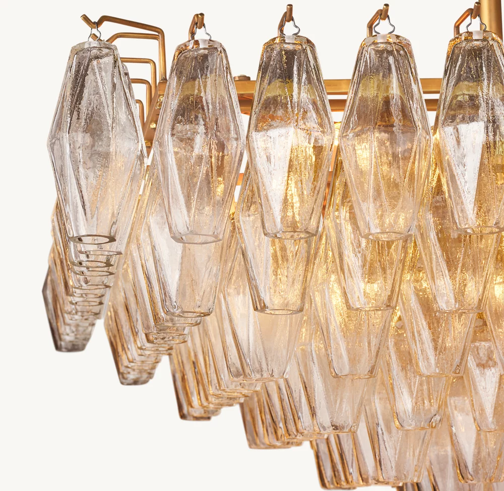 CHIARA CLEAR GLASS TIERED RECTANGULAR CHANDELIER 54