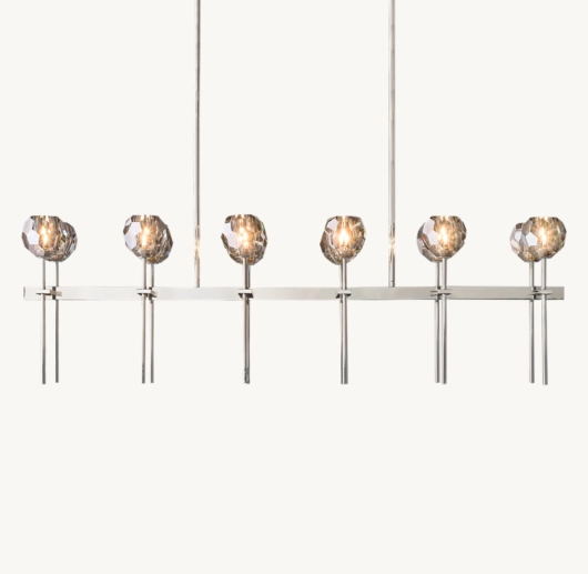 BOULE DE CRISTAL SMOKE GLASS DOUBLE LINEAR CHANDELIER 60