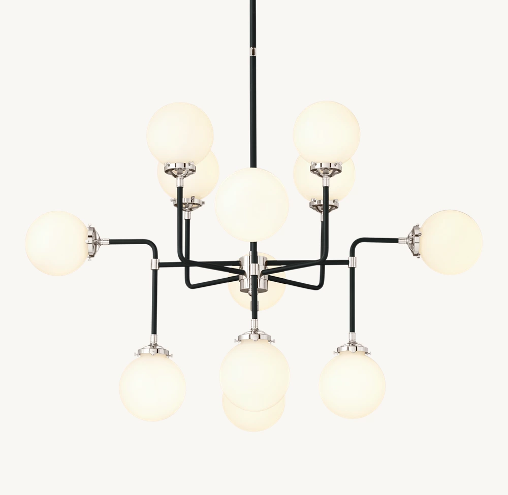 BISTRO GLOBE MILK GLASS CHANDELIER 42