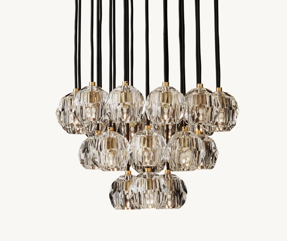 BOULE DE CRISTAL CLEAR GLASS ROUND CLUSTER CHANDELIER 24