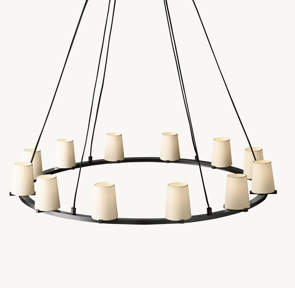 PAUILLAC FABRIC SHADE ROUND CHANDELIER 48