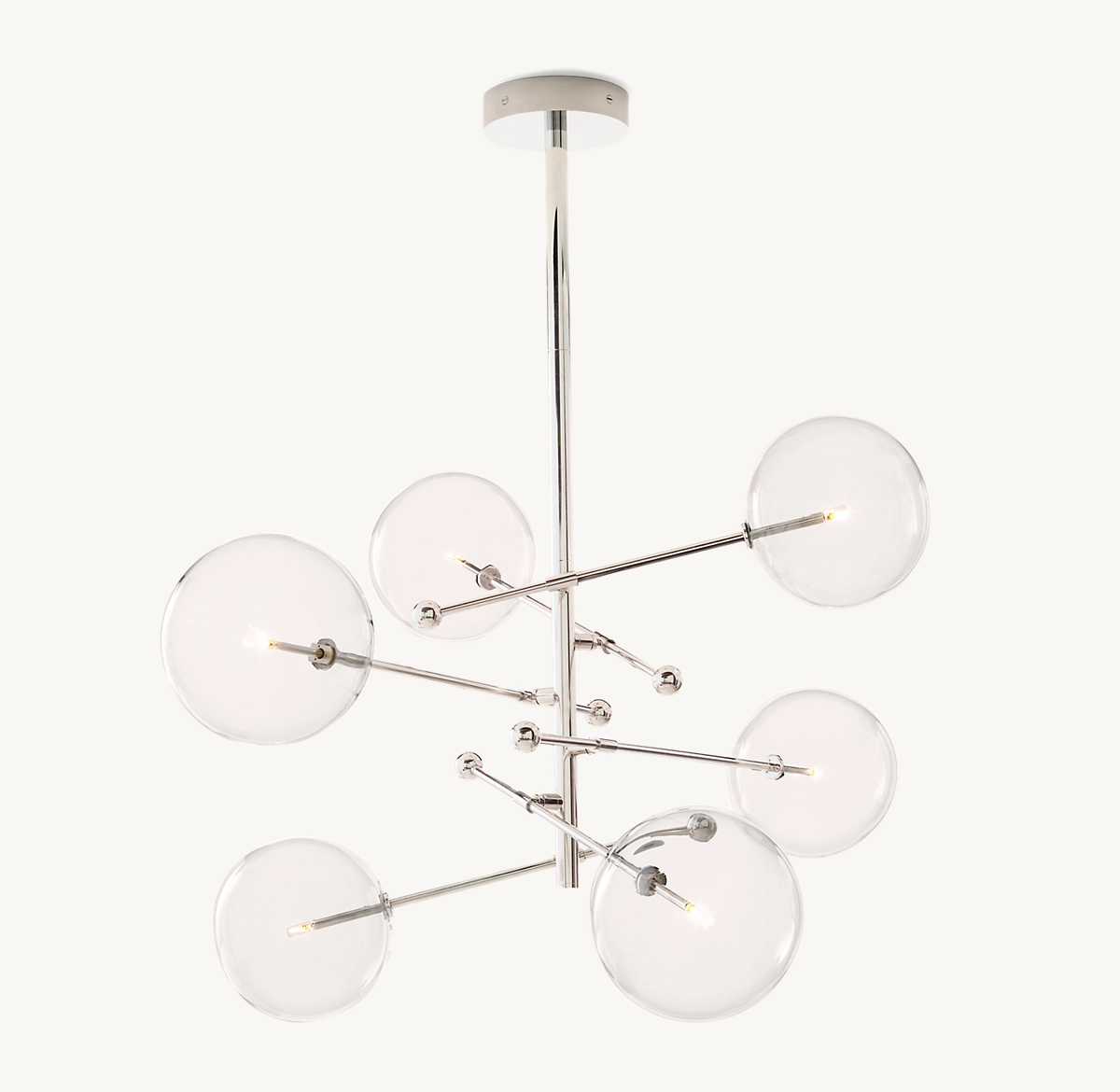 GLASS GLOBE MOBILE SIX-ARM CHANDELIER 55