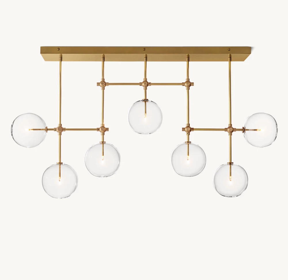 GLASS GLOBE MOBILE LINEAR CHANDELIER 60