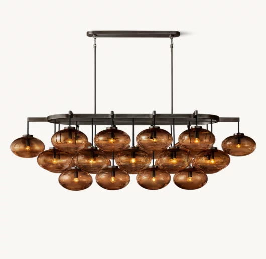 CABRETTE AMBER GLASS LINEAR CHANDELIER 72