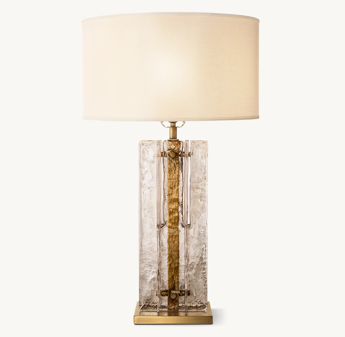 LATTICE SMOKE GLASS TABLE LAMP - Lacquered Burnished Brass