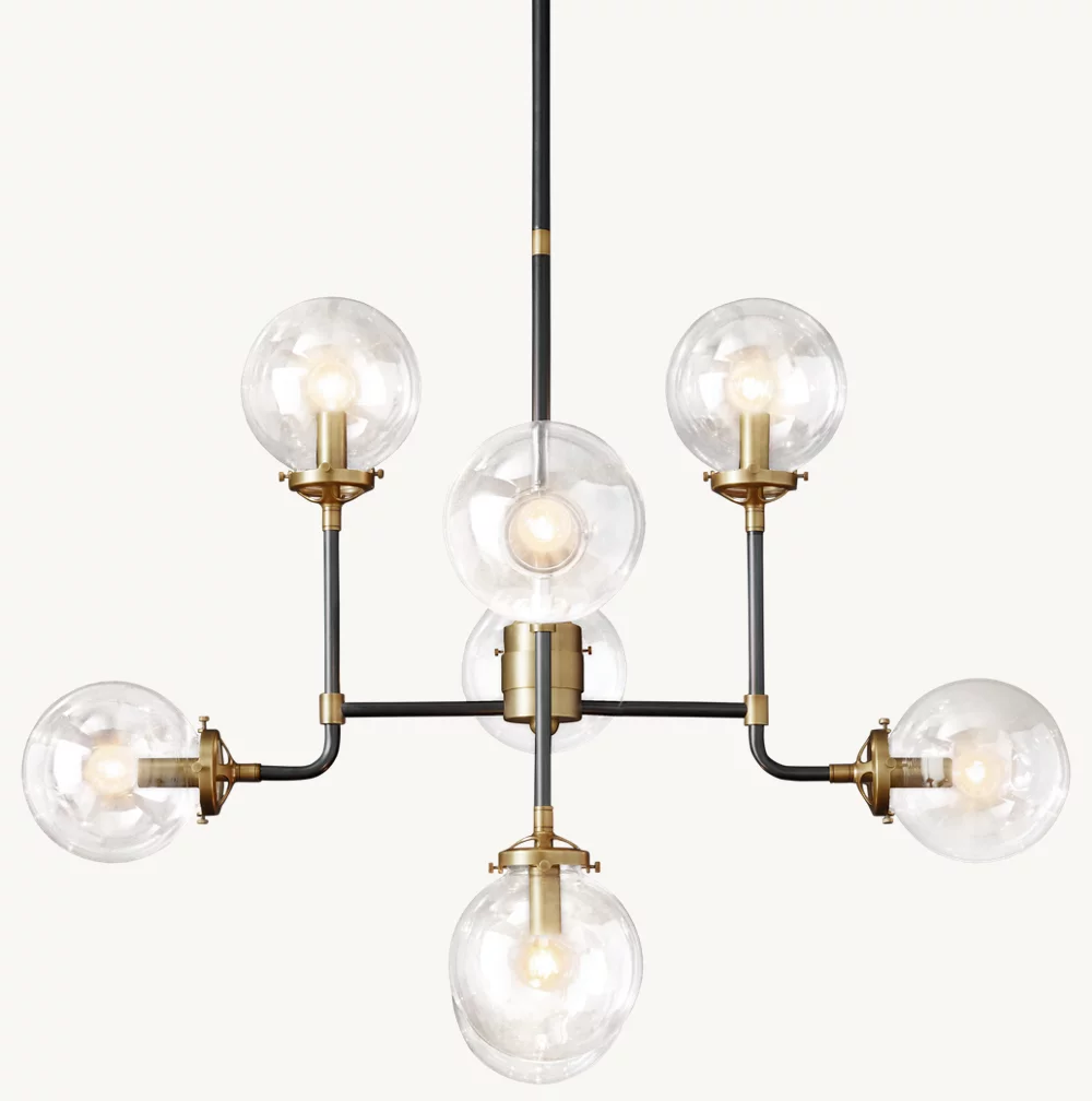 BISTRO GLOBE CLEAR GLASS CHANDELIER 34