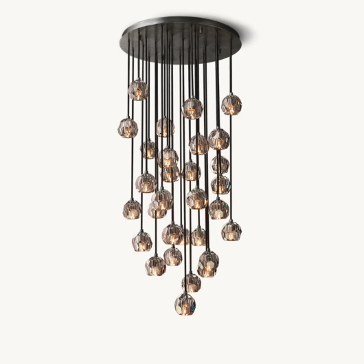 BOULE DE CRISTAL SMOKE GLASS ROUND CLUSTER CHANDELIER 30