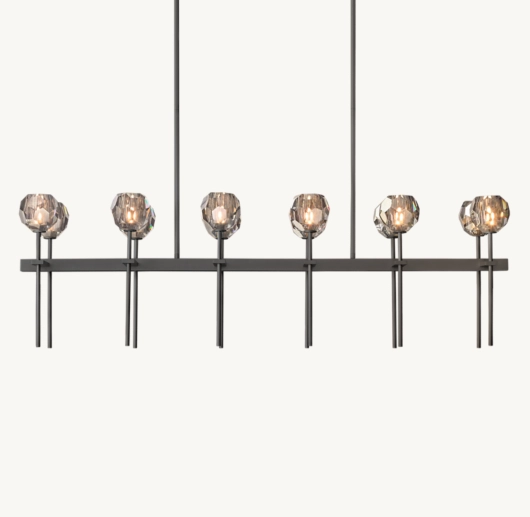 BOULE DE CRISTAL SMOKE GLASS DOUBLE LINEAR CHANDELIER 60
