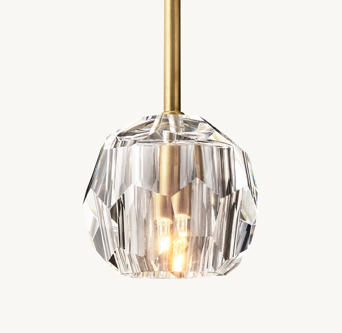 BOULE DE CRISTAL CLEAR GLASS ROD PENDANT - Lacquered Burnished Brass