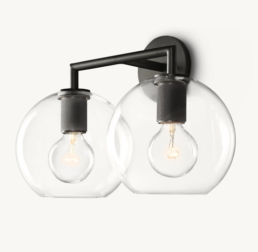 UTILITAIRE GLOBE SHADE DOUBLE SCONCE