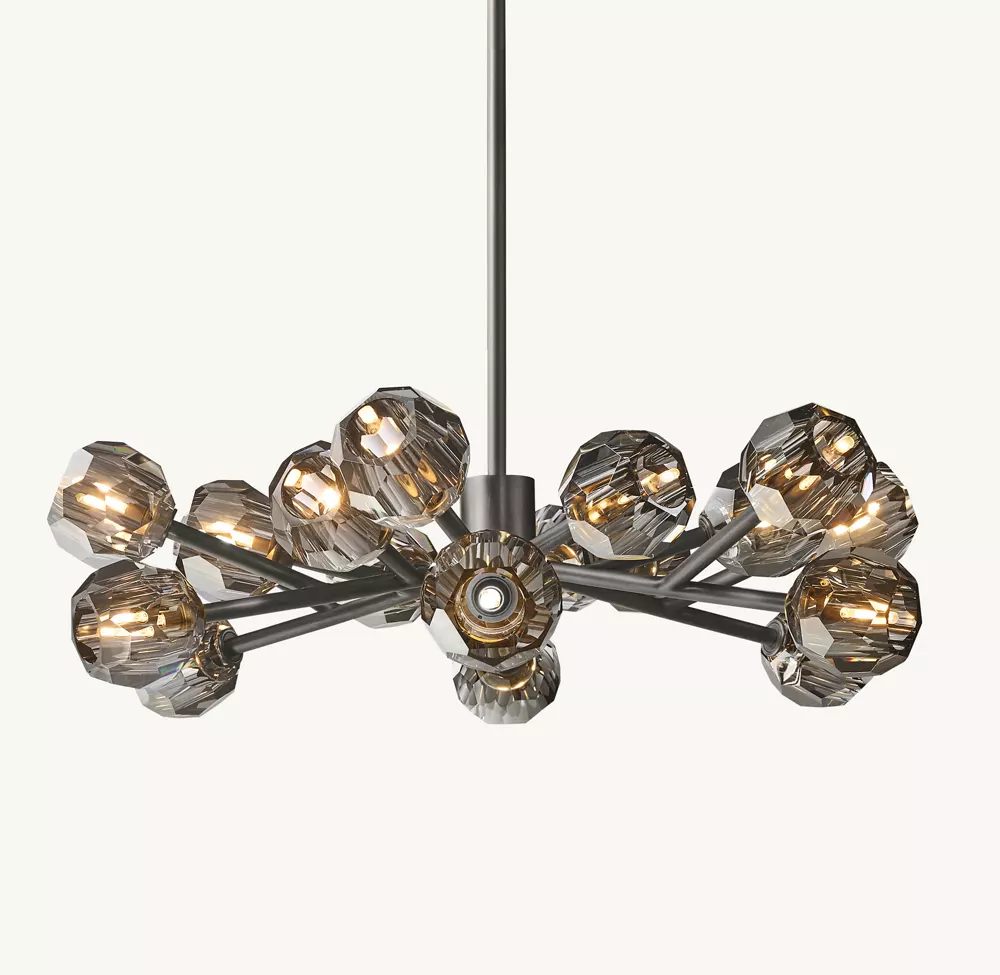 BOULE DE CRISTAL SMOKE GLASS ROUND CHANDELIER 36