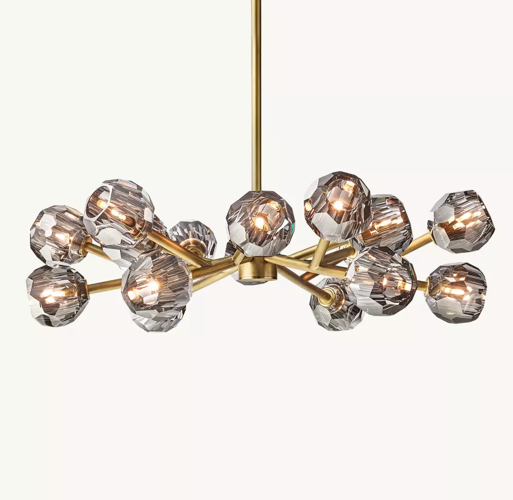 BOULE DE CRISTAL SMOKE GLASS ROUND CHANDELIER 36