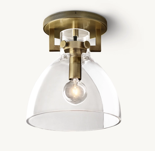 MACHINIST GLASS CLOCHE FLUSHMOUNT