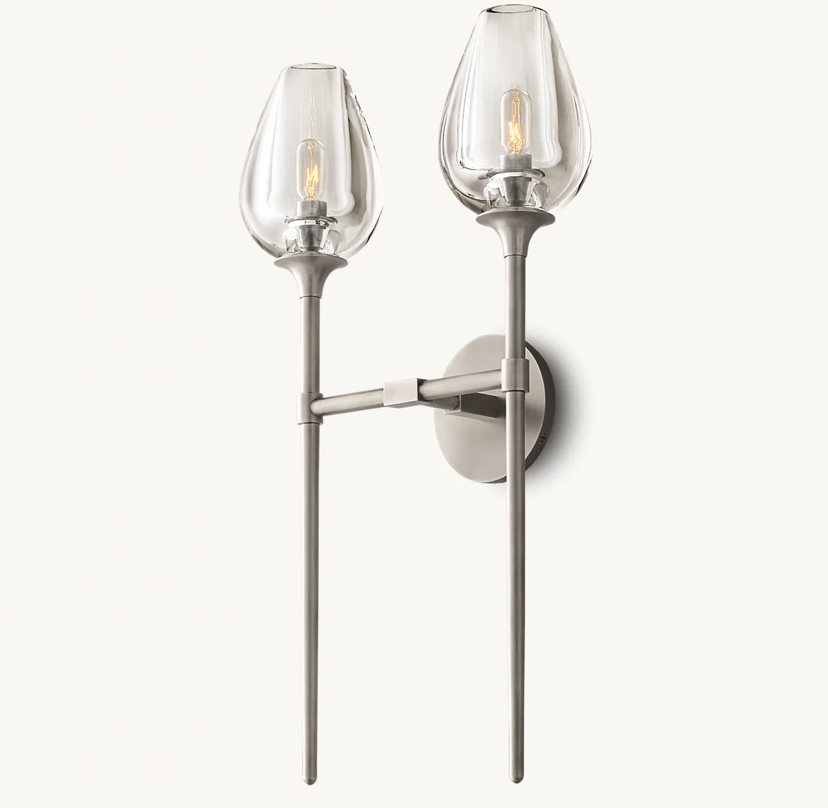 TULIP DOUBLE SCONCE - Satin Nickel