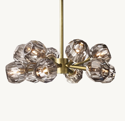 BOULE DE CRISTAL SMOKE GLASS ROUND CHANDELIER 24