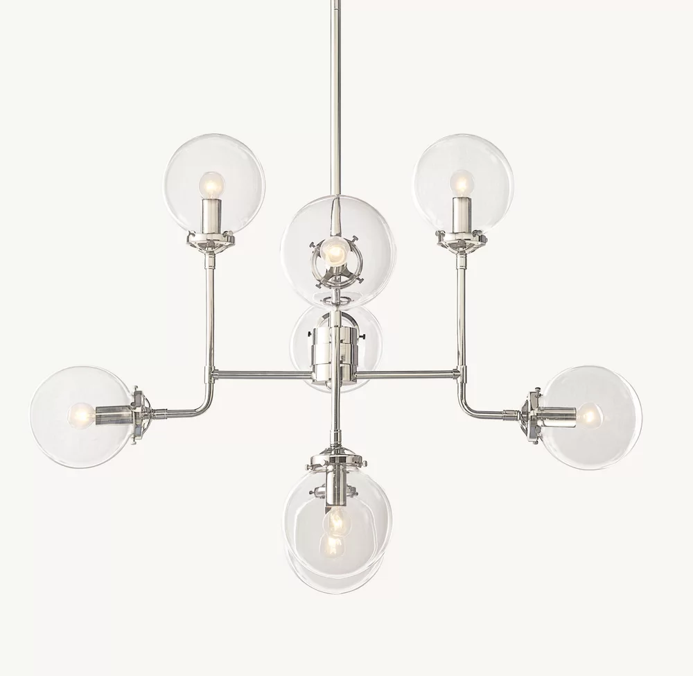 BISTRO GLOBE CLEAR GLASS CHANDELIER 34